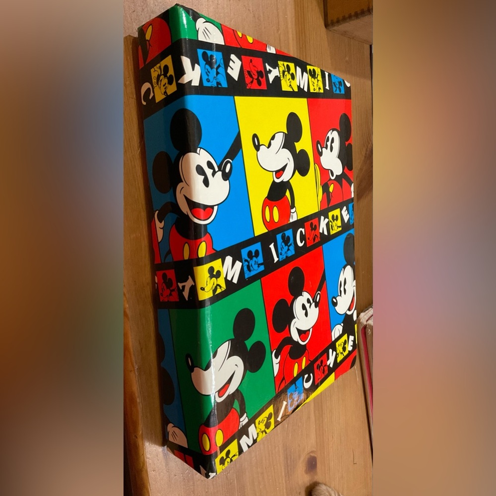 Holson: Disney Mickey multi colored  vintage 2  ring binder/ photo holder/album